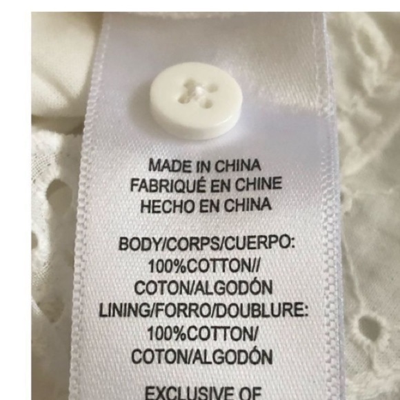 Splendid x Cella Jane Eyelet Mini Dress M White Tiered Smocked Feminine Pretty - Picture 13 of 16